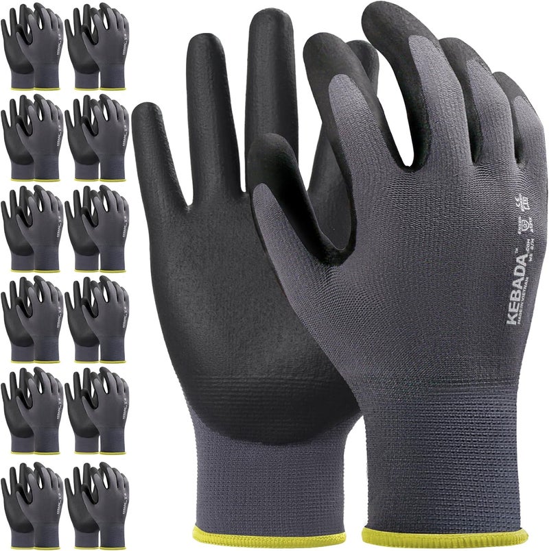 Kebada Work Gloves for Men and Women, Foam Nitrile Coated Safety Gloves with Grip, Ideal for Warehouse Package Handling, Gardening, Mechanic and Construction, XS - Image 1